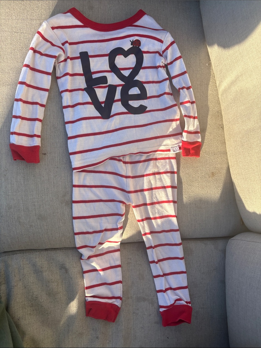 GAP snug fitting Red & White Striped LOVE Pajama Set